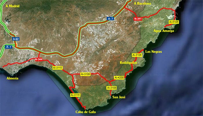 mapa almeria cabo de gata